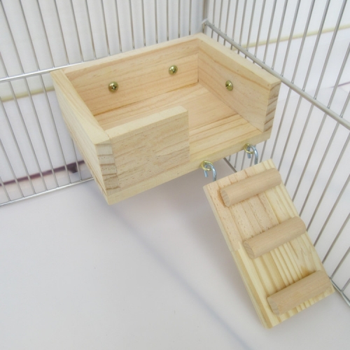 Pine Wood Platform and Stair for Hamster, Fancy Rat, Sugar Glider