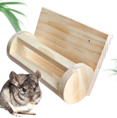 Chinchilla Rabbit  Guinea Pig Natural Pine Wood Grass Stand 21x9x15cm