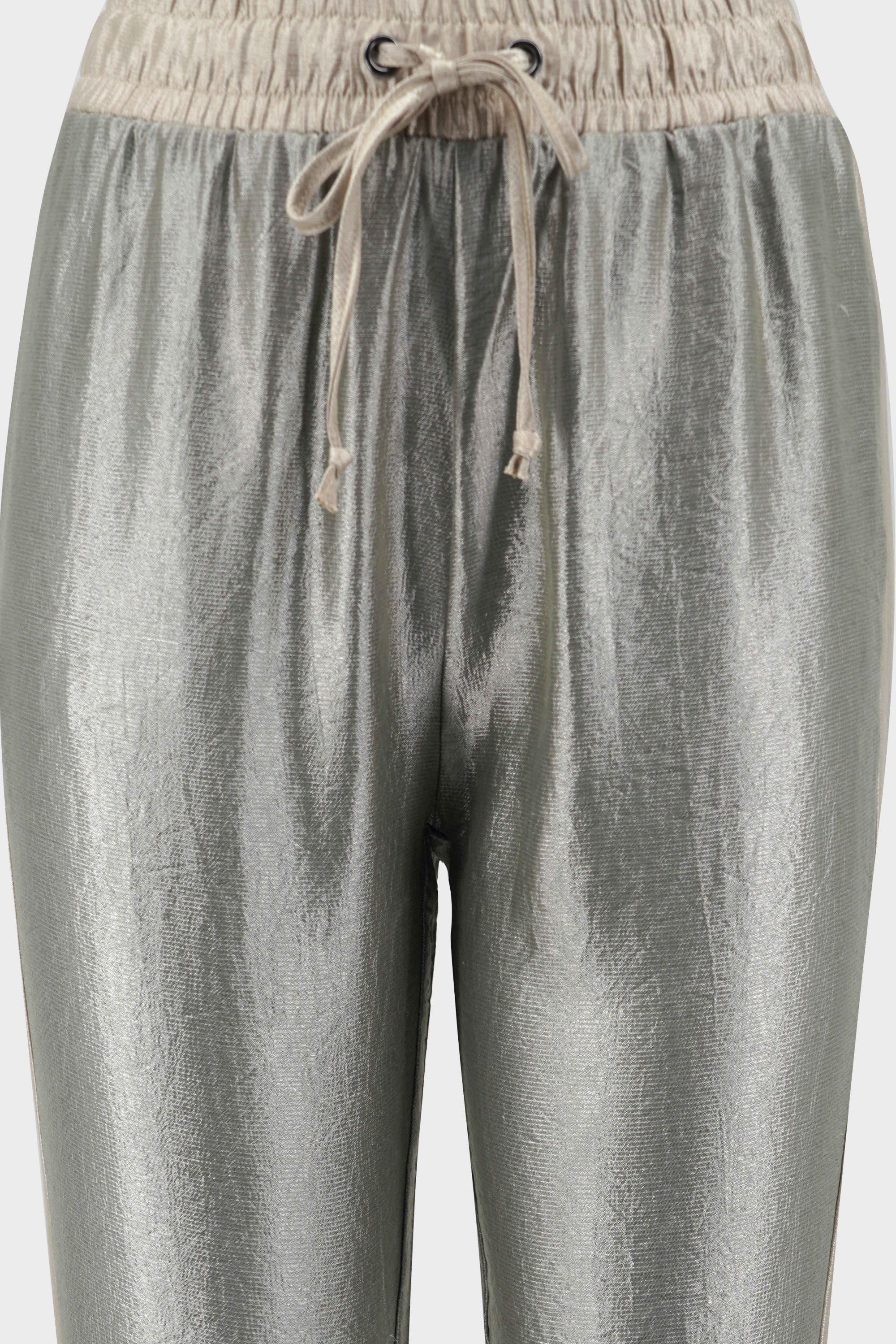 Pull rope lock waist bright face small leg pants,PANTS