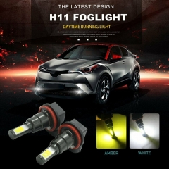 White Amber Switchback H8 H11 H9 Fanless LED Headlight Fog Light Bulbs Kit Dual