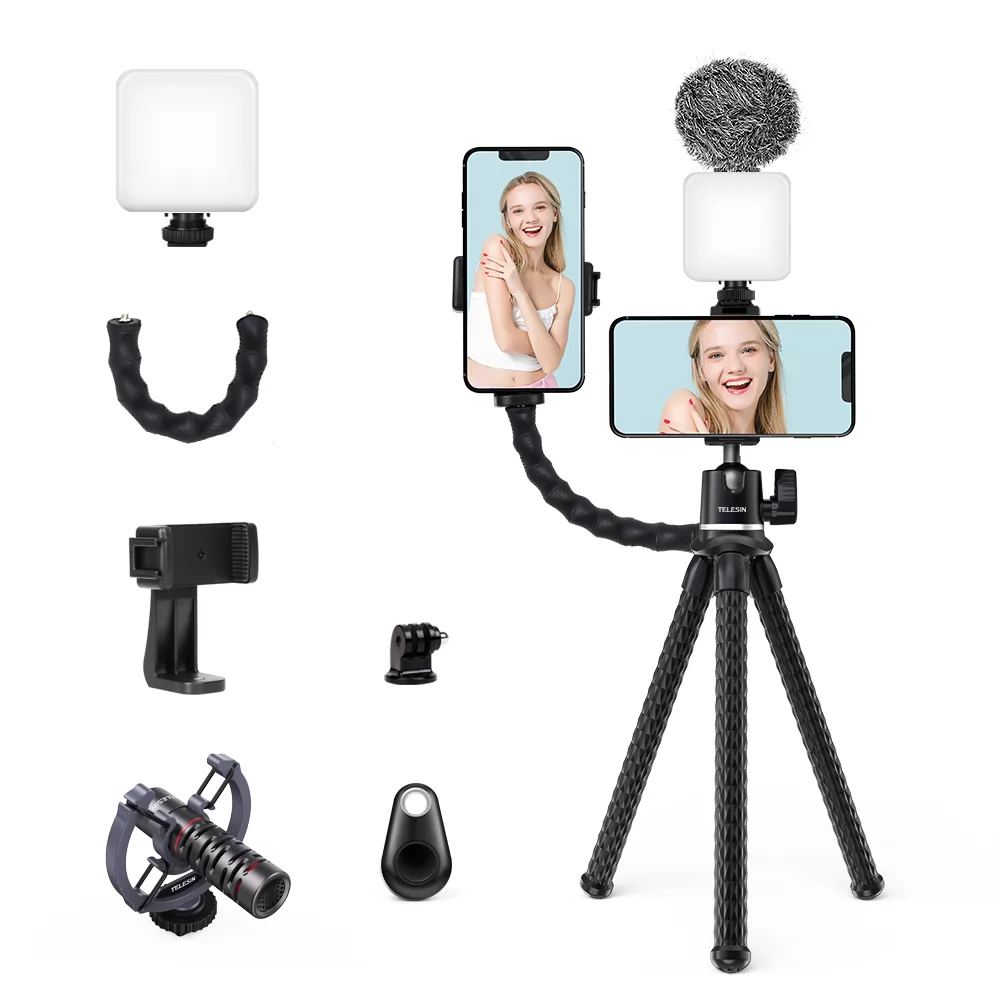 TELESIN Octopus Tripod with 360 Camera/Smartphone Mount