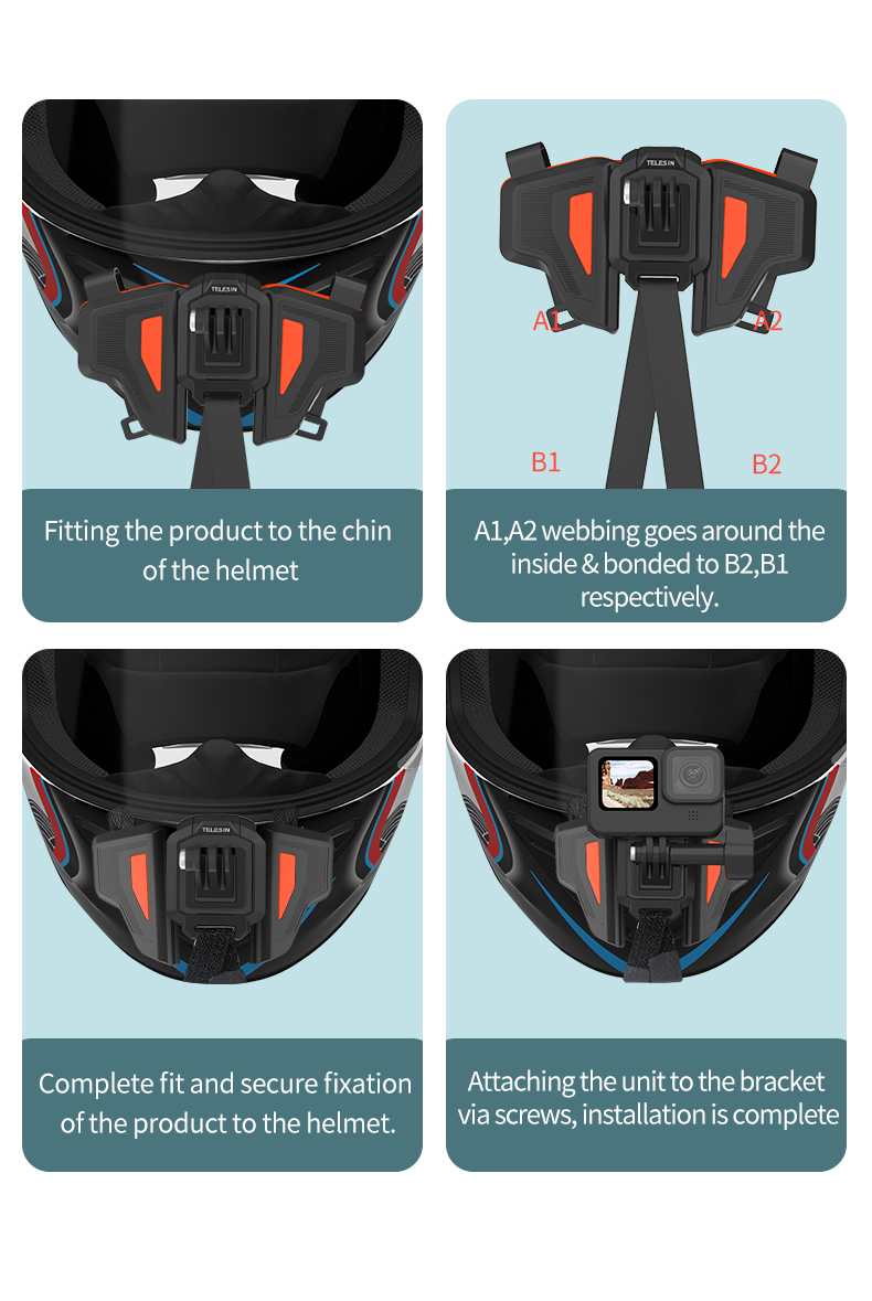 TELESIN The Newest Motorcycle Helmet Strap Mount