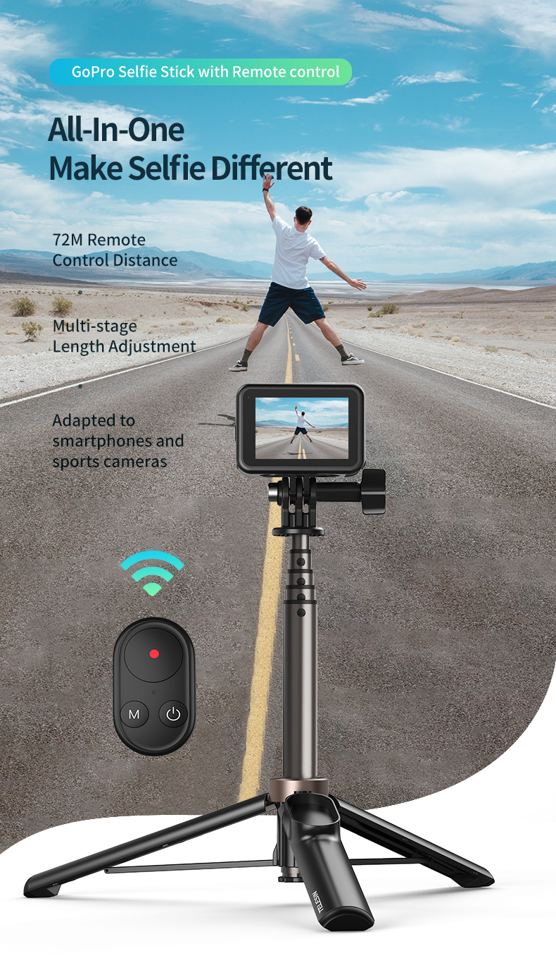 Perche Trépied Telesin avec télécommande pour GoPro HERO12/11/10/9/8 MAX