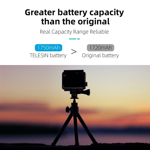TELESIN-Lot de 3 Batteries 1750mAh, Chargeur GoPro 12 11 Slots