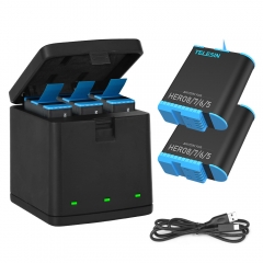 TELESIN 3 Slots LED Storage Charger Box for GoPro HERO 8/7/6/5