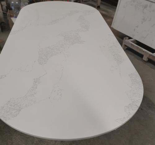 Quartz Stone Calacatta White Elliptical Table