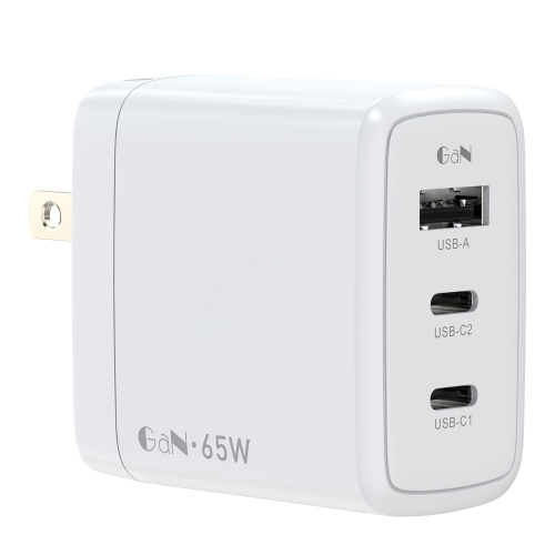 PD 充電器 65W 急速充電器 Type-C 3ポート USB-C&USB-A 三台同時充電 【PD&QC3.0/PPS規格対応/GaN(窒素ガリウム)採用/コンパクトサイズ】折り畳み式プラグ iPhone/iPad/MacBook/Android/ノートパソコンなど機種に対応