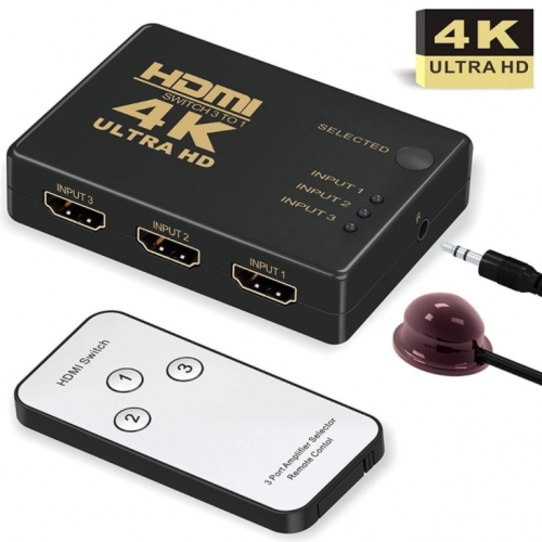 BEST CABLE 3-input & 1-output HDMI switch with remote control - support 4K@30Hz 4k*2k