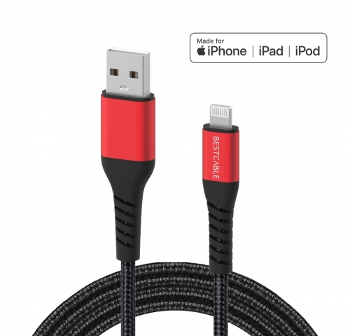 BEST CABLE [Upgrade C89 Apple MFi certification] Lightning data cable nylon braided, USB A fast charging cable, compatible with iPhone 11 Xs Max X XR