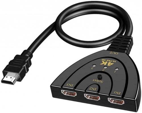 BEST CABLE HDMI Switch 4K, Gold Plated 3-Port HDMI Switcher| HDMI Splitter | Supports 4K/Full HD1080p/3D with High Speed Pigtail Cable