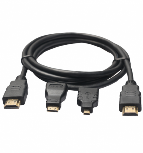 HDMI to Mini & Micro HDMI V1.4 Converter Adapter Cable 3 in 1 HDMI to Mini & Micro HDMI V1.4 Converter Adapter Cable Black 1.5M