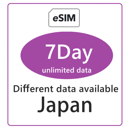 【免插卡eSIM】日本 5G/4G無限上網卡7日多種套餐可供選擇 日本eSIM .Japan eSIM