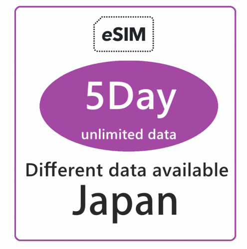 【免插卡eSIM】日本 5G/4G無限上網卡5日多種套餐可供選擇 日本eSIM .Japan eSIM