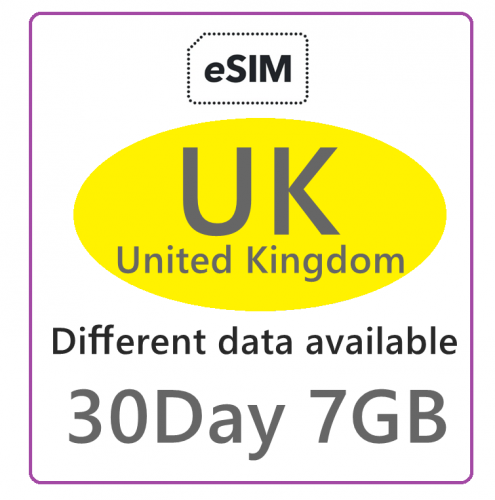 【免插卡eSIM】5G/4G英國 30日7GB 上網卡,歐洲eSIM,Europe eSIM，英國eSIM,UKeSIM