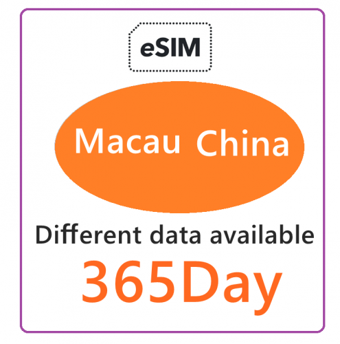 【免插卡eSIM】中國（内地） 澳門通用  5G/4G無限上網卡365日多種套餐可供選擇