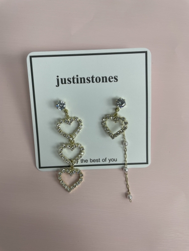 justinstones earrings, asymmetric love drop design, anti-oxidation, ideal for any gift giving occasion, for women