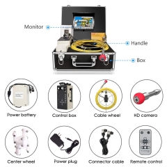 Sewer Pipe Inspection Camera, Drain Endoscope Snake Waterproof IP68 with 7 Inch LCD Monitor 1000TVL DVR Recorder for Technician Mechanic Plumbers(8G SD Card Include)