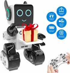 RC Robot Toy, Interactive and Programmable Toy Robot with Built-in Coin Bank, Smart Educational Robot Sound and Touch Control Speaking Singing Dancing, Wireless Intelligent Toys for Kids (White)