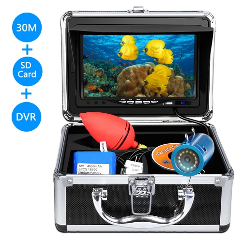 Underwater Fishing Camera Video, Portable Fish Finder Viewing System with DVR Recorder, IP68 Waterproof Camera and 7" LCD Color Monitor with 30m/98ft Cable for Ice Lake Fishing (8GB SD Card Include)