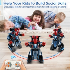 Anysun Building Blocks RC Robot, STEM Remote Control Robot Bricks Toys Educational Building Kits Intelligent Rechargeable Construction Building Robot Learning Toy Gift for Boys Girls (Navy)