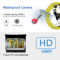 Drain Inspection Camera, Sewer Pipe Industrial Endoscope with DVR Recorder, Waterproof IP68 Snake Video System Borescope with 7 Inch LCD Monitor 1000TVL with 165ft Cable (8GB SD Card Include)