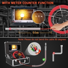 Sewer Camera Locator with Distance Meter Counter, 512Hz Transmitter and Receiver Pipe Cam with DVR Recorder IP68 Waterproof Plumbing Drain Camera with HD Monitor Cable 30M/100ft for Mechanic Plumbers