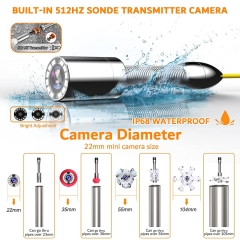 Anysun Sewer Camera with Locator, 100ft Drain Camera with 512Hz Sonde Transmitter and Receiver, Plumbing Camera has 7 inch LCD Monitor and DVR to Record Pictures Videos with 8GB SD Card