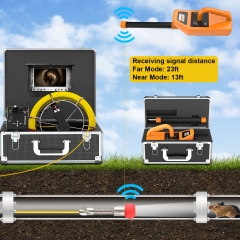 Anysun Sewer Camera with Locator, 100ft Drain Camera with 512Hz Sonde Transmitter and Receiver, Plumbing Camera has 7 inch LCD Monitor and DVR to Record Pictures Videos with 8GB SD Card