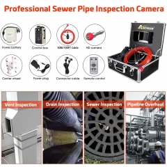 Sewer Pipe Camera, Drain Inspection Camera with Meter Counter, Endoscope Waterproof Camera with 7-inch LCD Monitor 1000TVL DVR Recorder Cable 30M for Technician Mechanic Plumbers(8G SD Card Include)