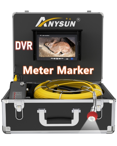 Anysun Sewer Camera 100ft Pipe Inspection Camera with DVR Recorder Function, Plumbing Snake Camera Drain Industrial Endoscope Video System with 7'' LCD Monitor for Pipe Inspection (Free 16GB SD Card)