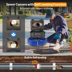 Anysun Sewer Camera with Locator Set, Self-Leveling, 7mm Cable with Depth Marker, IP68 Waterproof Plumbing Endoscope Drain Snake Camera with 9'' Color Screen, 12pcs Light, Recorder with 32GB