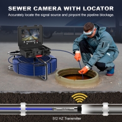 Anysun Sewer Camera with with 512Hz Transmitter, Distance Counter, Self-Leveling Pipe Inspection Camera 165FT 0.28in/7mm Diameter Cable, 9'' 1080P IPS Screen Plumbing Camera with DVR Recording-32GB