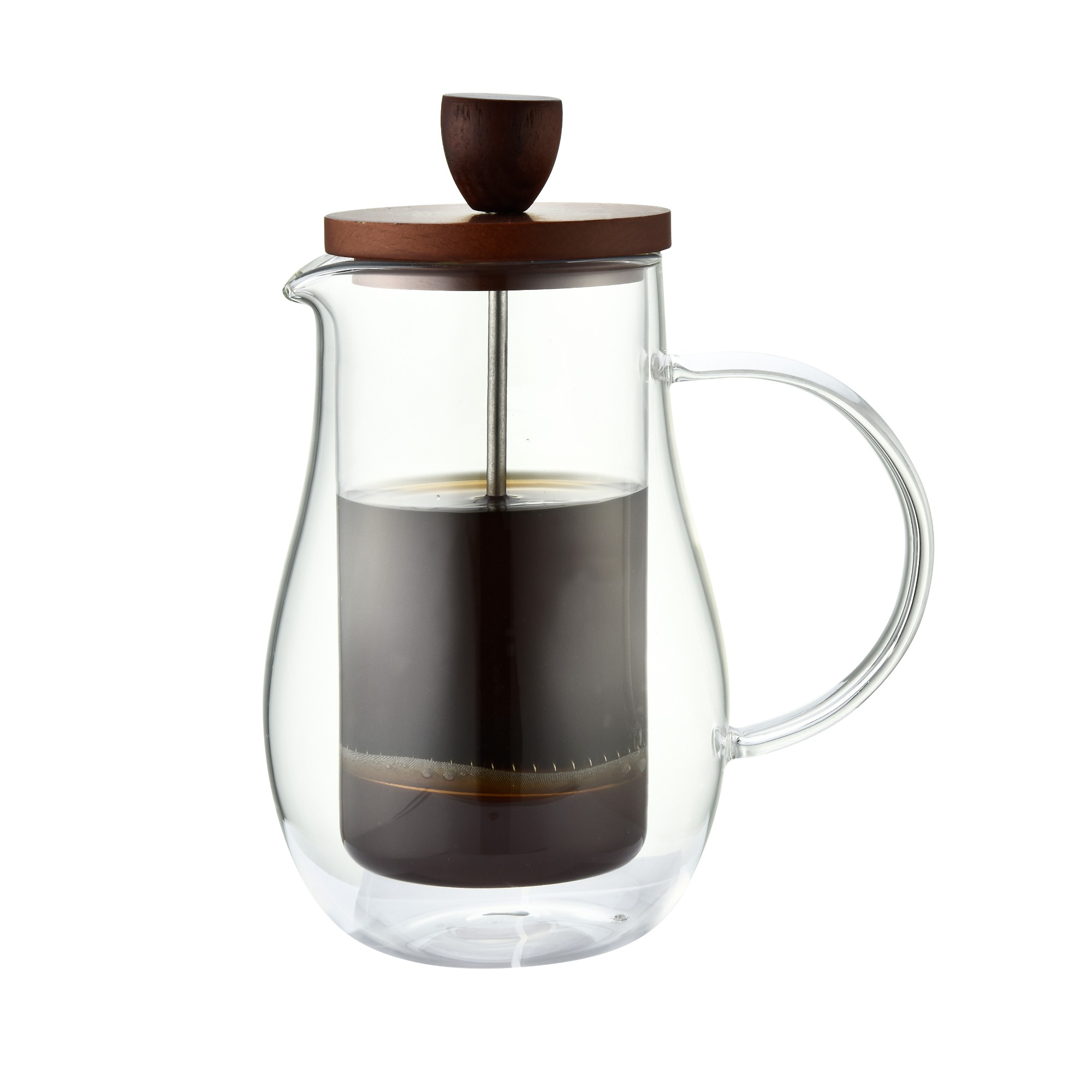 Customized Shape Double Wall Glass Coffee Plunger