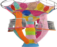 Hand Knitted Children Rainbow Climbing Nets for Indoor Amusement Park