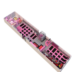 Super Indoor Play Area Pink Style Bungee Trampoline Jumping Bed Kids Indoor Playground