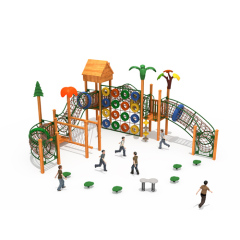 Used Commercial Outdoor Playground Equipment Wooden Playhouse Net Tunnel Climbing Playground
