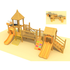 Wooden series play structure used outdoor playground equipment
