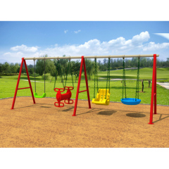 Outdoor Playground Wooden Climbing Frame Swing Set with Plastic Slide