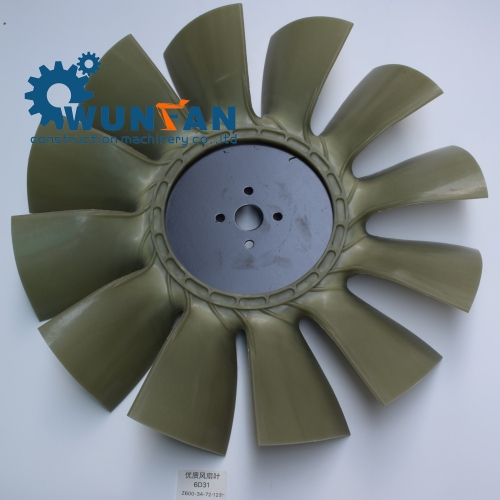 high quality excavator 6D31 Engine spare parts 12 blade Cooling Fan Blade with size 600*34*72