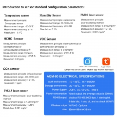 Monitor de qualidade do ar multiparâmetro interno Aqm80