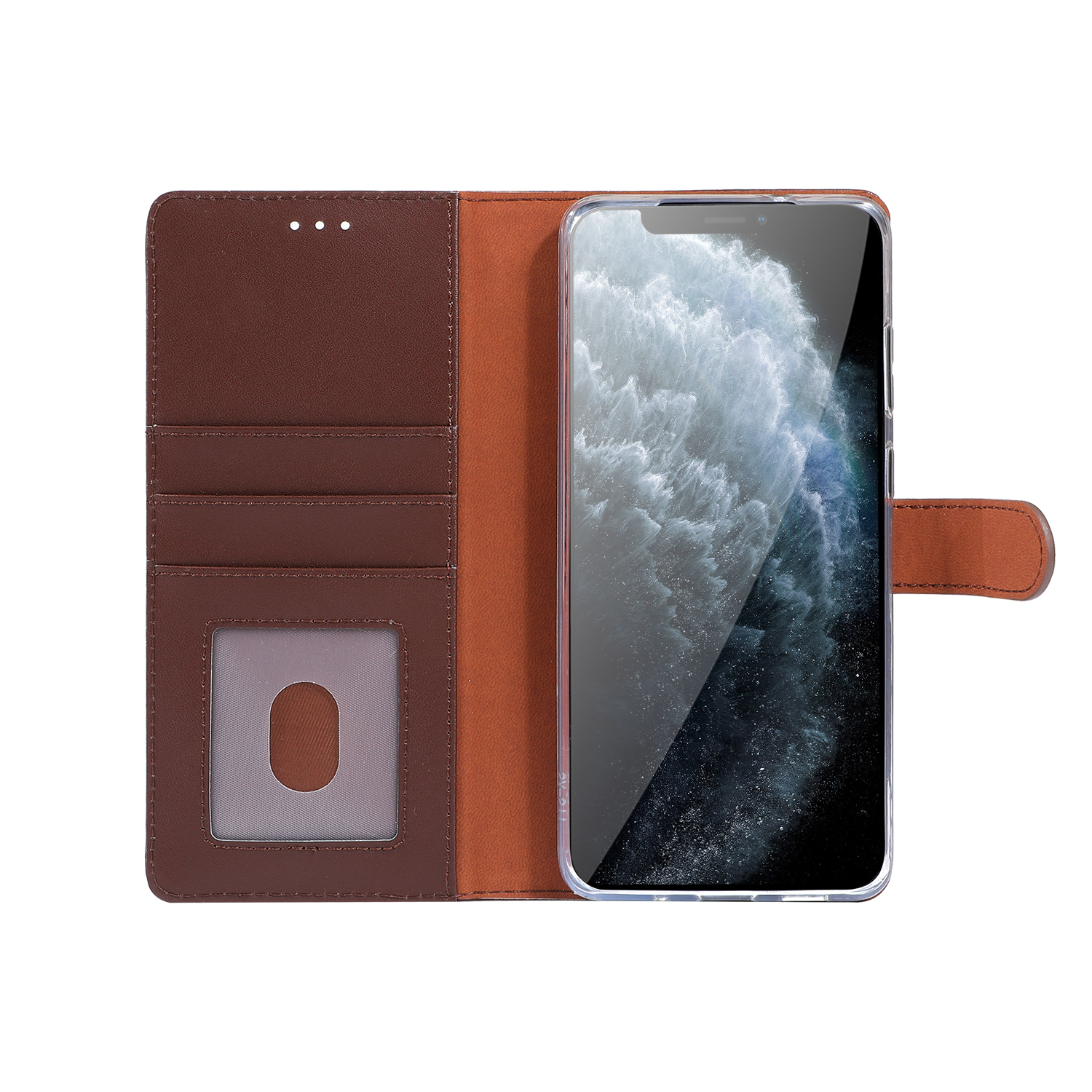 KAIYUE Real Leather Wallet Case Brown