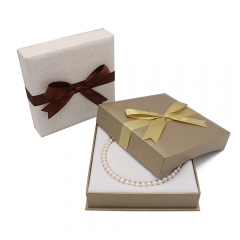 Holiday Gift Box With Ribbon Bow For Women Pearl Necklace