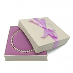 Holiday Gift Box With Ribbon Bow For Women Pearl Necklace