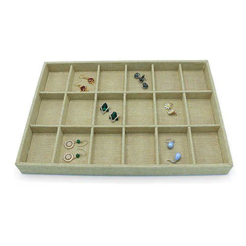 Natural Linen Earrings Ring Display Tray
