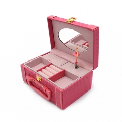 High-End Fashion PU Leather Music Jewelry Box With Lock & Handle