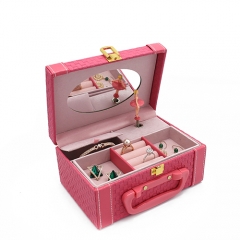 High-End Fashion PU Leather Music Jewelry Box With Lock & Handle