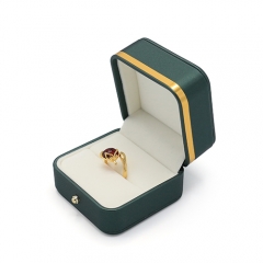 High-Grade PU Leather Ring Box With Gold Strap Decoration