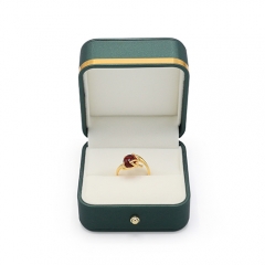 High-Grade PU Leather Ring Box With Gold Strap Decoration