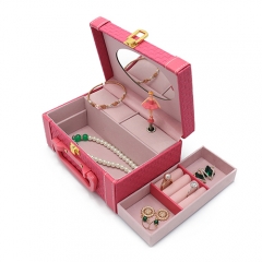 High-End Fashion PU Leather Music Jewelry Box With Lock & Handle