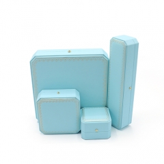 Professional Manufacturing Light Blue Leather Jewelry Packaging Box